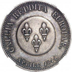 Gouvernement provisoire de 1814 (1er avril au 2 mai 1814). Module de 5 francs, François Ier d’Autriche ŕ Paris 1814, Paris.