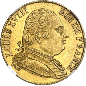 Louis XVIII (1814-1824). 20 francs buste habillé 1815, R, Londres.