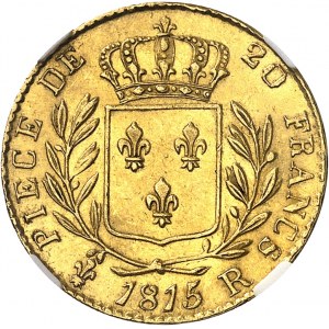 Louis XVIII (1814-1824). 20 francs buste habillé 1815, R, Londres.