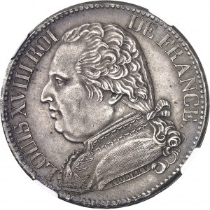 Louis XVIII (1814-1824). 5 francs buste habillé 1814, L, Bayonne.