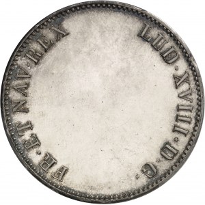 Louis XVIII (1814-1824). Épreuve de Tiolier ŕ la légende latine, au module de 5 francs et écu rond 1814, A, Paris.