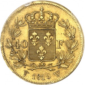 Louis XVIII (1814-1824). 40 francs 1819, W, Lille.