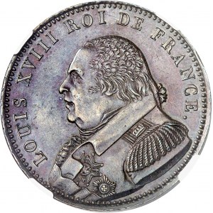 Louis XVIII (1814-1824). Essai de 5 francs, concours de 1815, par Jacques 1815, Paris.