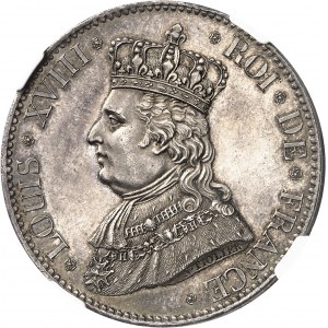 Louis XVIII (1814-1824). Module de 5 francs, visite de la Monnaie de Paris par la duchesse d’Angoulęme 1817, Paris.