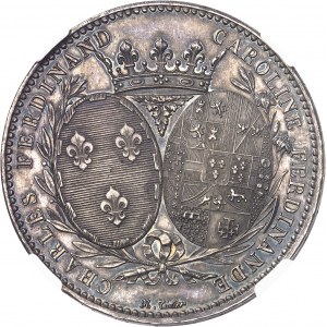 Louis XVIII (1814-1824). Module de 5 francs, visite de la Monnaie de Paris par le duc et la duchesse de Berry 1817, Paris.
