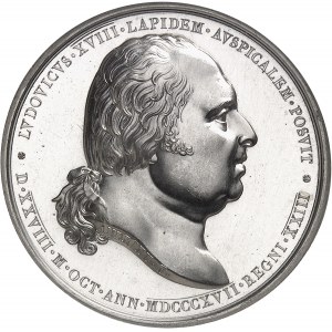 Louis XVIII (1814-1824). Médaille de platine, rétablissement de la statue équestre d'Henri IV ŕ Paris, par Andrieu 1817, Paris.