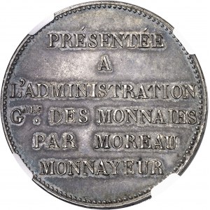Charles X (1824-1830). Module de 5 francs, essai de virole brisée par Moreau ND (1824), Paris.