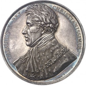 Charles X (1824-1830). Médaille, le sacre du Roi, par Caunois 1825, Paris.