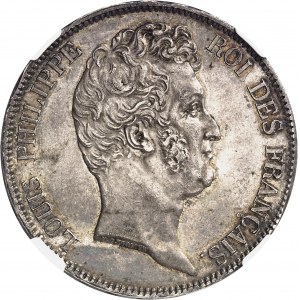 Louis-Philippe Ier (1830-1848). 5 francs sans le I, tranche en creux 1830, B, Rouen.