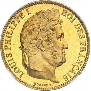 Louis-Philippe Ier (1830-1848). 5 francs Domard, frappe en Or, tranche en relief, Flan bruni (PROOF) 1831, A, Paris.