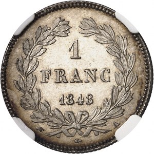 Louis-Philippe Ier (1830-1848). 1 franc tęte laurée 1848, A, Paris.