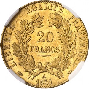 IIe République (1848-1852). 20 francs Cérčs 1851, A, Paris.