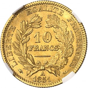 IIe République (1848-1852). 10 francs Cérčs 1851, A, Paris.