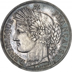 IIe République (1848-1852). 5 francs Cérčs Flan bruni (PROOF) 1849, A, Paris.