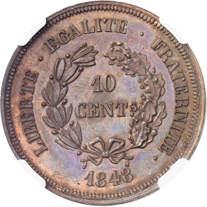 IIe République (1848-1852). Essai de 10 centimes par Pillard, 1er type 1848, Paris.