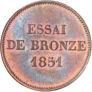 IIe République (1848-1852). Essai de bronze, au module de 5 centimes 1851, Paris.