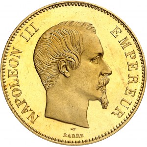 Second Empire / Napoléon III (1852-1870). 100 francs tęte nue, Flan bruni (PROOF) 1855, A, Paris.