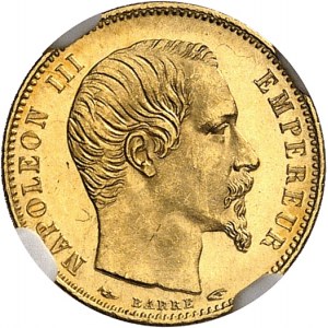 Second Empire / Napoléon III (1852-1870). 5 francs tęte nue petit module, tranche lisse 1854, A, Paris.