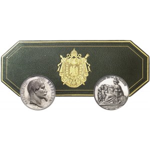 Second Empire / Napoléon III (1852-1870). Coffret de 3 médailles, école des pupilles de la Marine ŕ Brest, par Barre 1862, Paris.