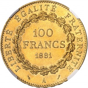 IIIe République (1870-1940). 100 francs Génie 1881, A, Paris.