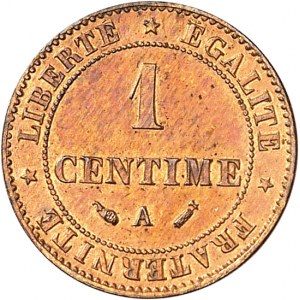 IIIe République (1870-1940). 1 centime Cérčs 1889, A, Paris [SOUS FACULTÉ DE RÉUNION].