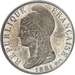IIIe République (1870-1940). Essai rond de 25 centimes en maillechort d’aprčs Dupré 1881, A, Paris.