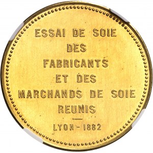 IIIe République (1870-1940). Médaille d’Or, Essai de soie des fabricants et marchands de soie de Lyon, par G. Bonnet 1893.