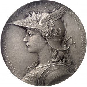 IIIe République (1870-1940). Médaille, centenaire de la Banque de France par O. Roty 1900, Paris.