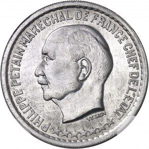 État Français (1940-1944). Essai-piéfort de 20 francs Pétain, par Vézien 1941, Paris.