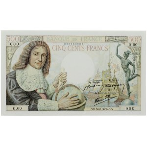 État Français (1940-1944). 500 francs Colbert, type 1943, non émis ND (1943).