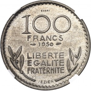 IVe République (1947-1958). Essai de 100 francs grand module par Vézien 1950, Paris.