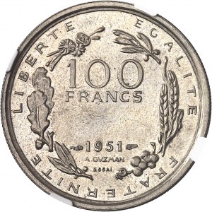IVe République (1947-1958). Essai de 100 francs grand module, 1er type, par Guzman 1951, Paris.