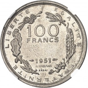IVe République (1947-1958). Essai de 100 francs grand module, 2e type, par Guzman 1951, Paris.