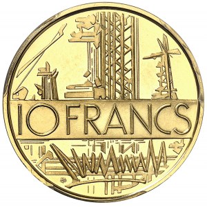 Ve République (1958 ŕ nos jours). Piéfort de 10 francs Mathieu, Flan bruni (PROOF) 1974, Paris.