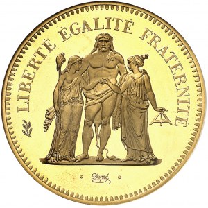 Ve République (1958 ŕ nos jours). Piéfort de 50 francs Hercule, Flan bruni (PROOF) 1977, Pessac.