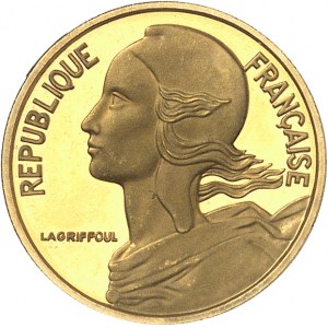 Ve République (1958 ŕ nos jours). Piéfort de 5 centimes Marianne, Flan bruni (PROOF) 1971, Paris.