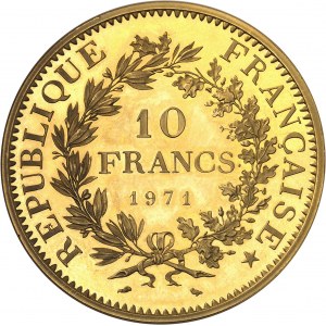 Ve République (1958 ŕ nos jours). Piéfort de 10 francs Hercule, Flan bruni (PROOF) 1971, Paris.
