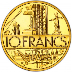 Ve République (1958 ŕ nos jours). Piéfort de 10 francs Mathieu, Flan bruni (PROOF) 1979, Pessac.
