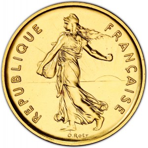 Ve République (1958 ŕ nos jours). Piéfort de 5 francs Semeuse, Flan bruni (PROOF) 1980, Pessac.