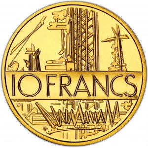 Ve République (1958 ŕ nos jours). Piéfort de 10 francs Mathieu, Flan bruni (PROOF) 1980, Pessac.