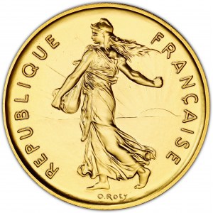 Ve République (1958 ŕ nos jours). Piéfort de 5 francs Semeuse, Flan bruni (PROOF) 1981, Pessac.