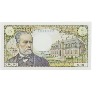 Ve République (1958 ŕ nos jours). Épreuve de 5 francs Pasteur ND (1966).