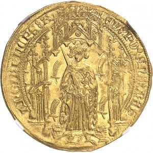 Aquitaine, Édouard IV, le Prince Noir (1362-1372). Pavillon d’or ou noble guyennois ŕ la rose, 1čre émission ND (1362-1372), B, Bordeaux.
