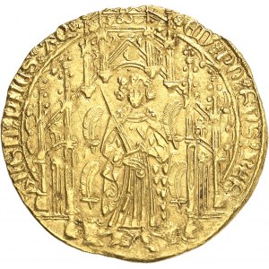 Aquitaine, Édouard IV, le Prince Noir (1362-1372). Pavillon d’or ou noble guyennois ŕ l’E, 2e émission ND (1366-1368), B, Bordeaux.