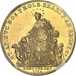 Lorraine (duché de), Léopold Ier (1690-1729). Médaille ou grand jeton d’Or, rentrée de la famille ducale ŕ Nancy en 1714, par F. de Saint-Urbain 1715.