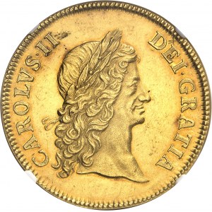 Charles II (1660-1685). Essai de la Couronne (Crown), frappe en Or (off metal strike), tranche lisse, Flan bruni (PROOF) 1662, Londres.