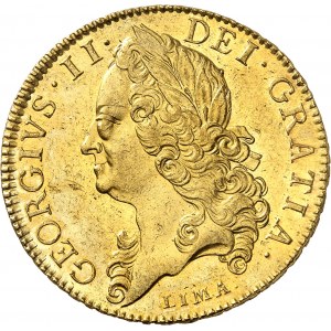Georges II (1727-1760). 5 guinées LIMA, tęte âgée 1746, Londres.