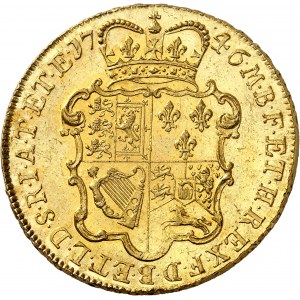 Georges II (1727-1760). 5 guinées LIMA, tęte âgée 1746, Londres.