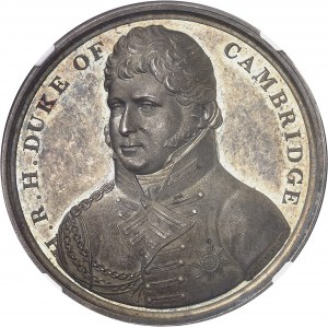 Georges III (1760-1820). Médaille, rentrée des Anglais en Hanovre, le duc de Cambridge, par Webb et Barre chez James Mudie 1814, Londres.