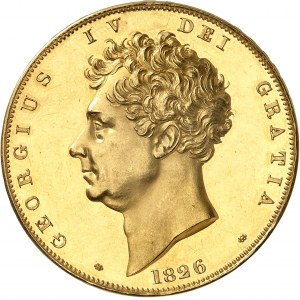 Georges IV (1820-1830). 5 livres (5 pounds), Flan bruni (PROOF) 1826, Londres.